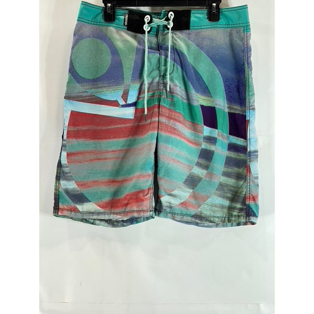 NOMIS Men's Green Printed Pull-On Board Swim Trunks SZ 32